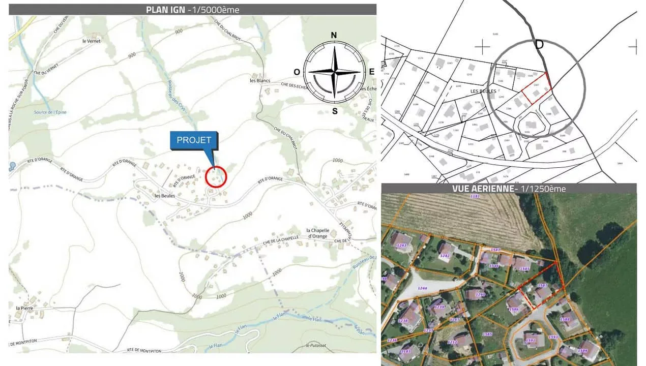 Plan de situation PC1 avec le plan cadastral officiel et la parcelle repérée